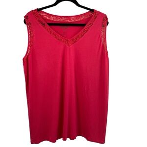 Feminine Soft Girl Bright Pink Lace Sleeveless Top-NWT Torrid Size 3 (22/24)
